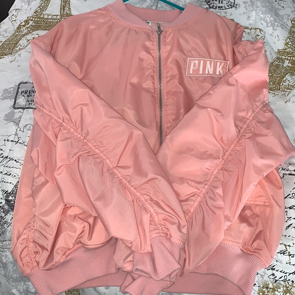 Pink puffer jacket